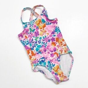 OP girls tropical flower print one piece swimsuit